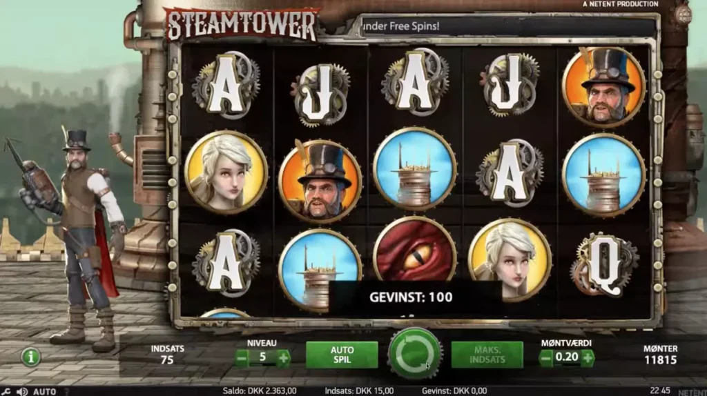 Gameplay of the Steam Tower slot