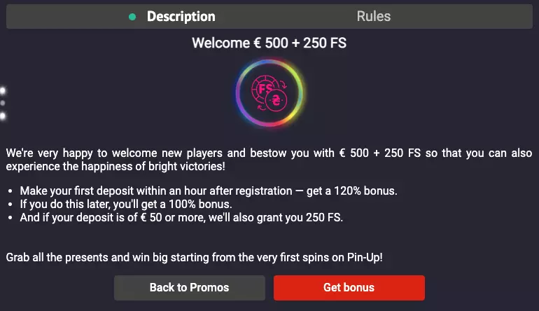 Welcome Bonus at Pin-Up Casino