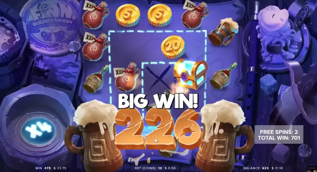 Big win in Finn's Golden Tavern slot