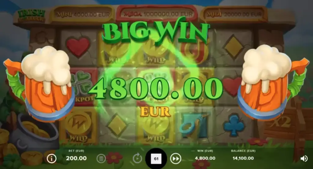 Big win in Irish Pot Luck slot