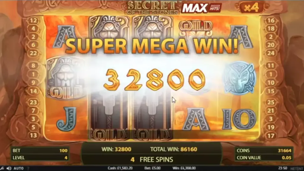 Big win in Secret of the Stones slot