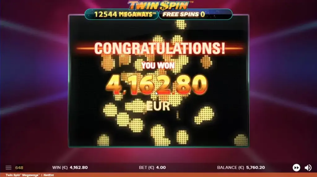 Big win in Twin Spin Megaways slot