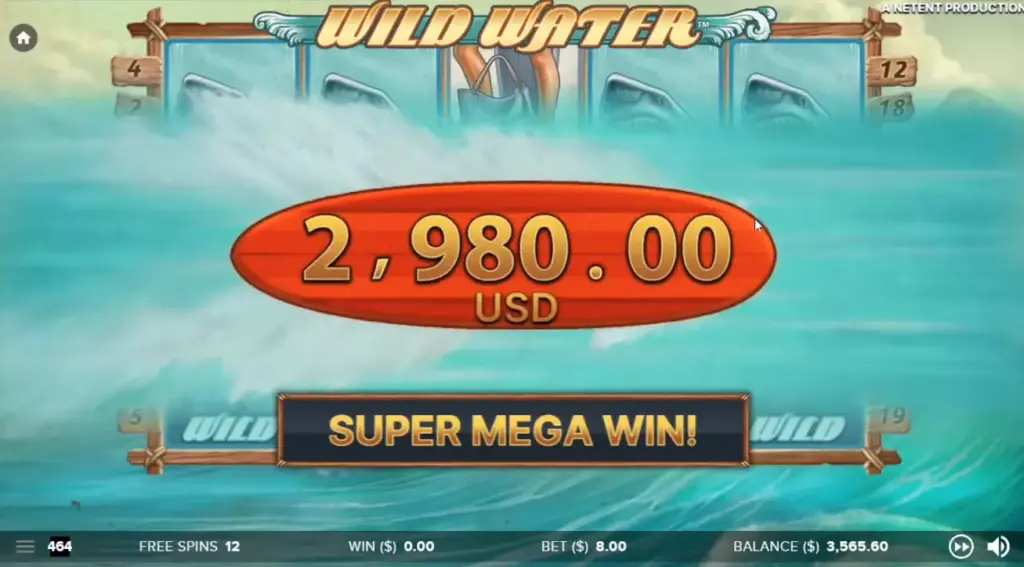 Huge win in Wild Water slot