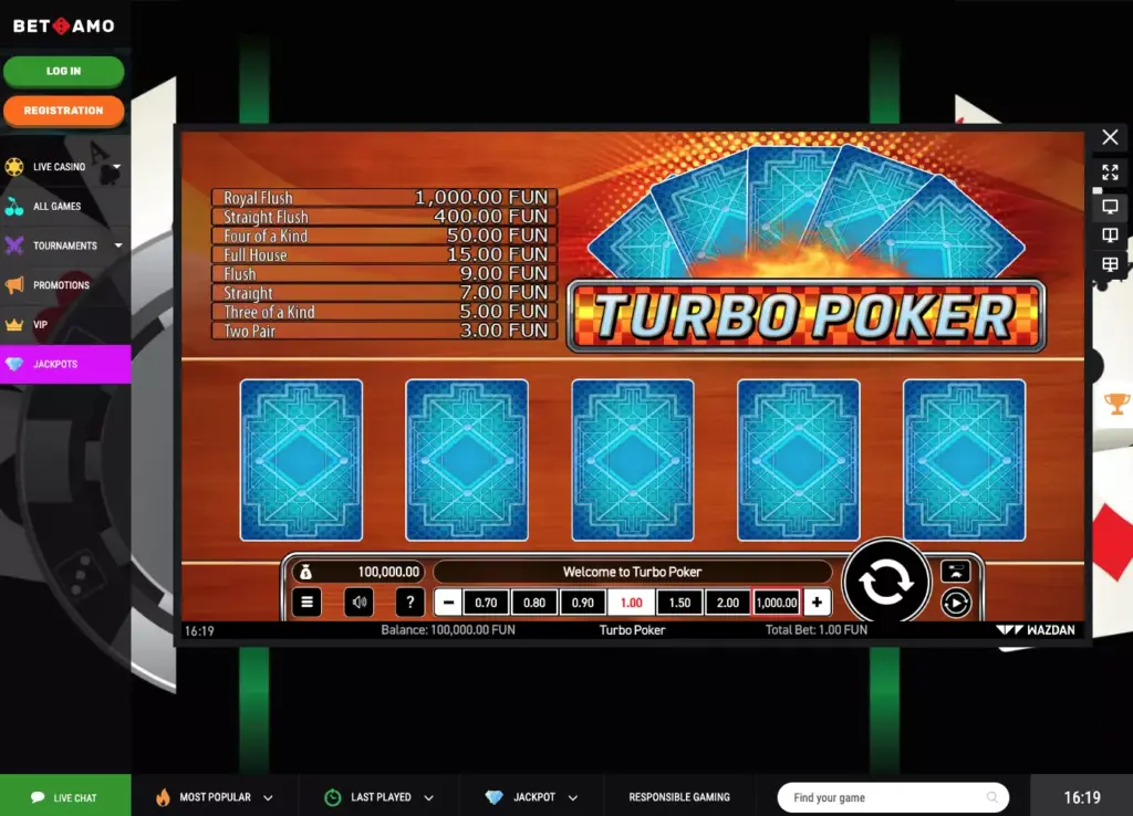Turbo Poker game