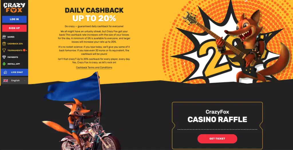 20% Daily Cashback Bonus