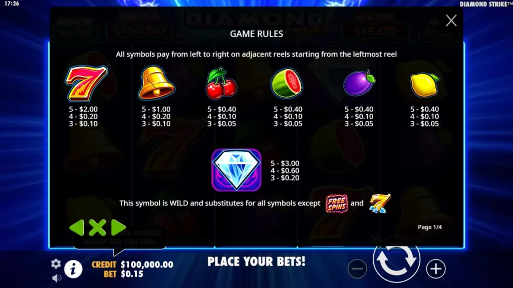 Diamond Strike Payouts