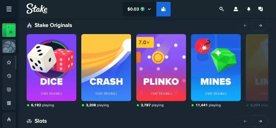 Mobile version of Stake Casino