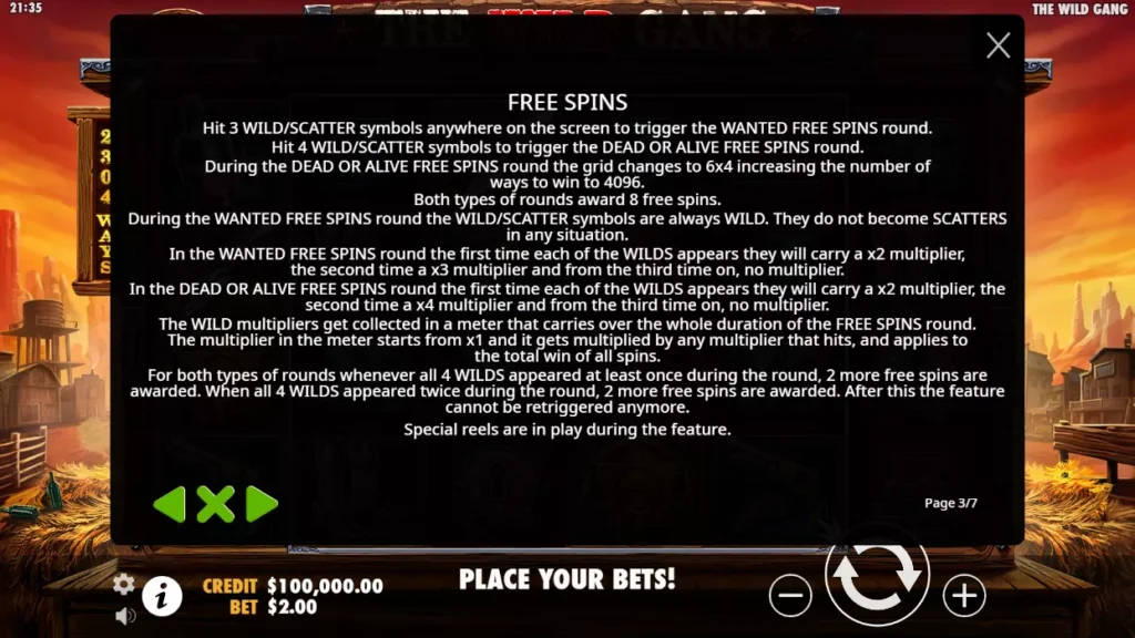 The Wild Gang Bonus - Free Spins